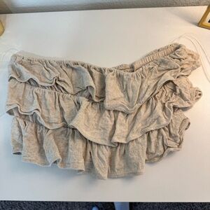 Ruffled Beige Crop Top